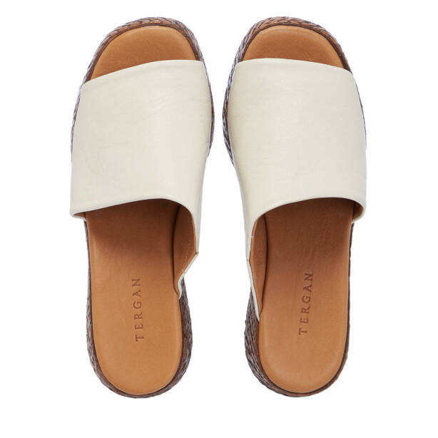 Krem Hakiki Deri Kadın Terlik - K25Y1TR68060-A68 - 5