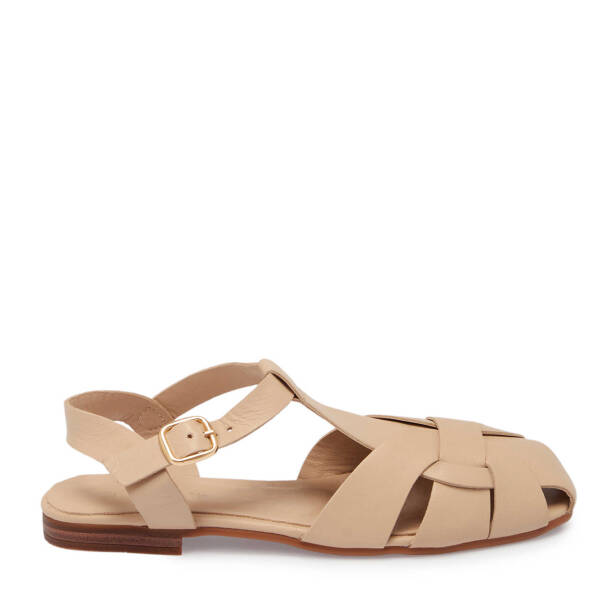 Krem Deri - Tekstil Kadın Sandalet - K25Y1SN68112-A68 