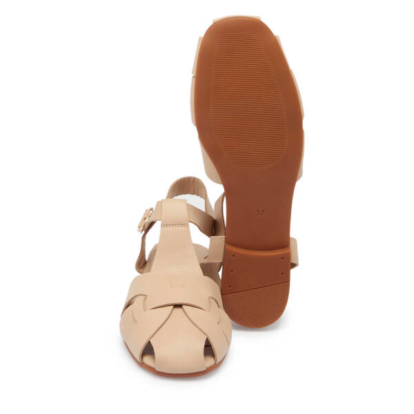Krem Deri - Tekstil Kadın Sandalet - K25Y1SN68112-A68 - 4