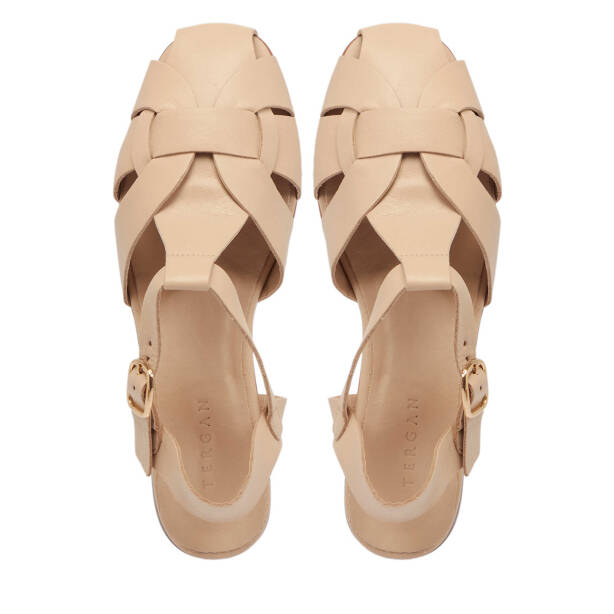 Krem Deri - Tekstil Kadın Sandalet - K25Y1SN68112-A68 - 5