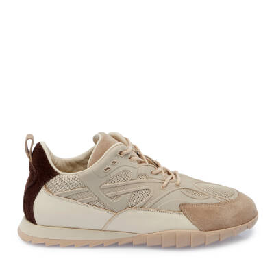 Krem Deri-Tekstil Kadın Sneaker - K25I1AY67899-U6P - 3