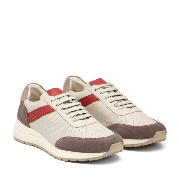 Krem Hakiki Deri Erkek Sneaker - E25I1AY57311-A68 - 2