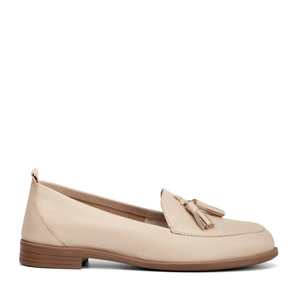 Krem Hakiki Deri Kadın Loafer - K26I1AY68409-A68 - 1