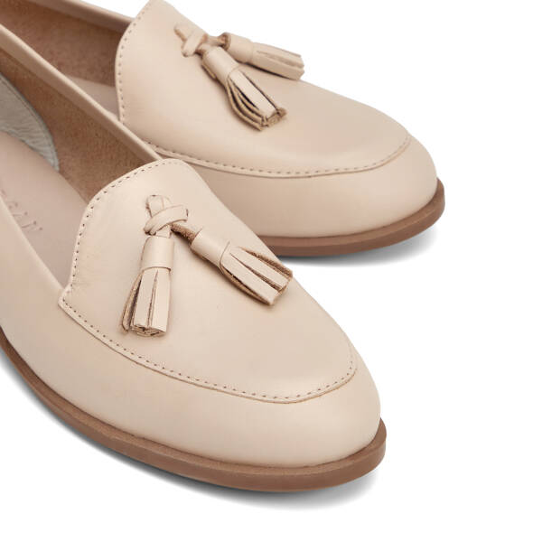 Krem Hakiki Deri Kadın Loafer - K26I1AY68409-A68 - 3