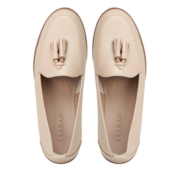 Krem Hakiki Deri Kadın Loafer - K26I1AY68409-A68 - 5