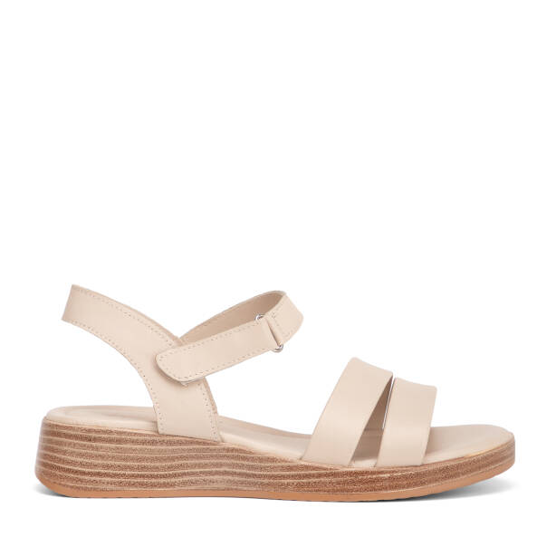 Krem Hakiki Deri Kadın Sandalet - K26Y1SN68410-A68 - 1