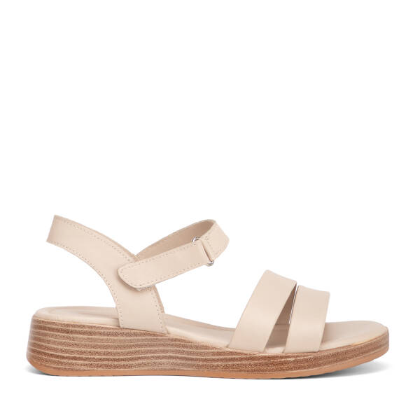Krem Hakiki Deri Kadın Sandalet - K26Y1SN68410-A68 - 1
