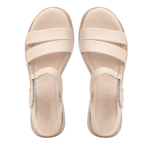 Krem Hakiki Deri Kadın Sandalet - K26Y1SN68410-A68 - 5