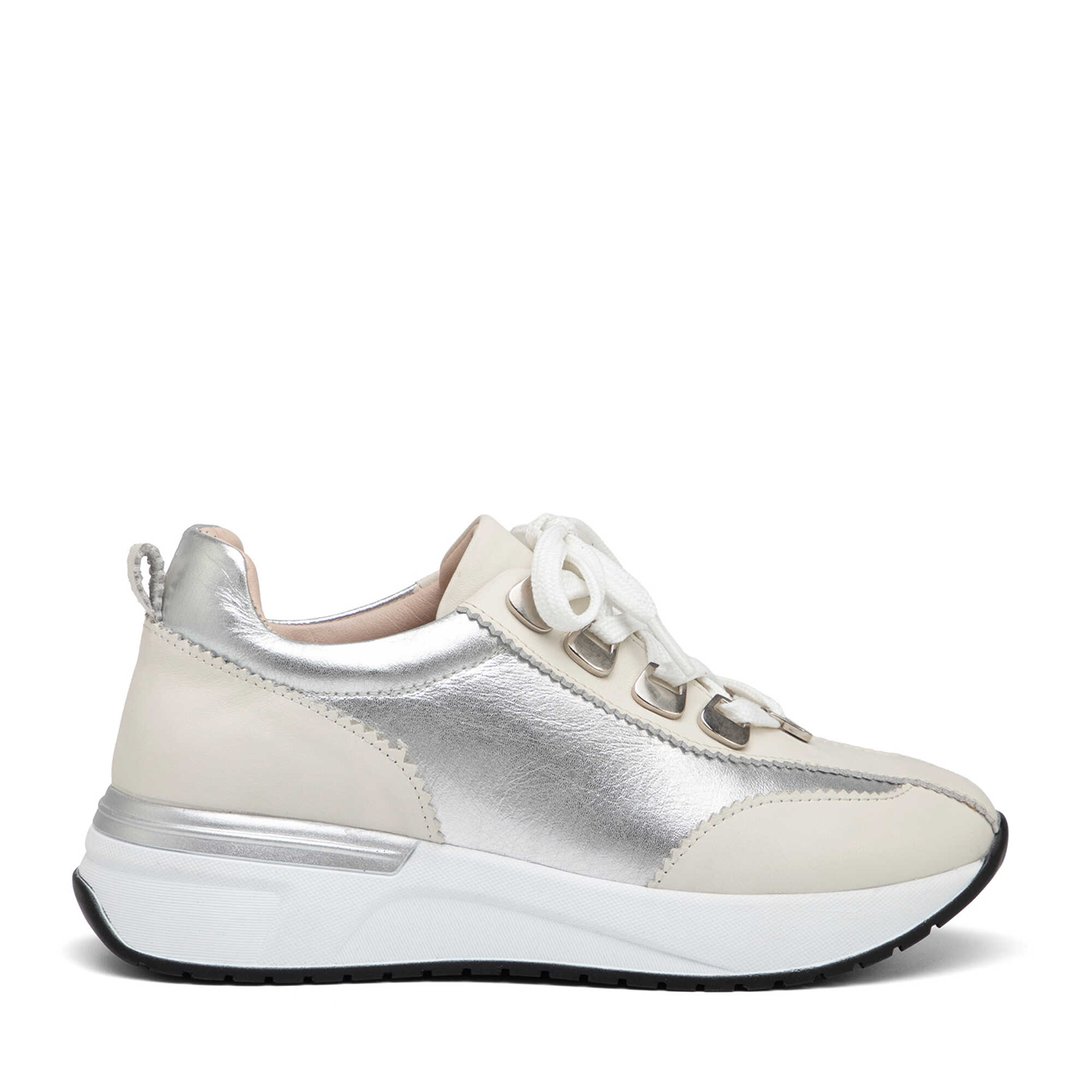 Krem Hakiki Deri Kadın Sneaker - K26I1AY68468-A68