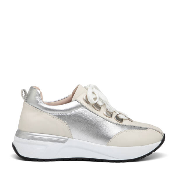 Krem Hakiki Deri Kadın Sneaker - K26I1AY68468-A68 