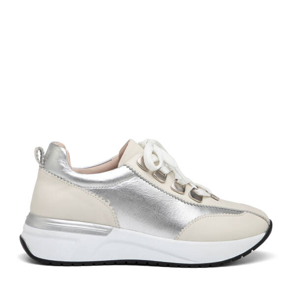Krem Hakiki Deri Kadın Sneaker - K26I1AY68468-A68 - 1