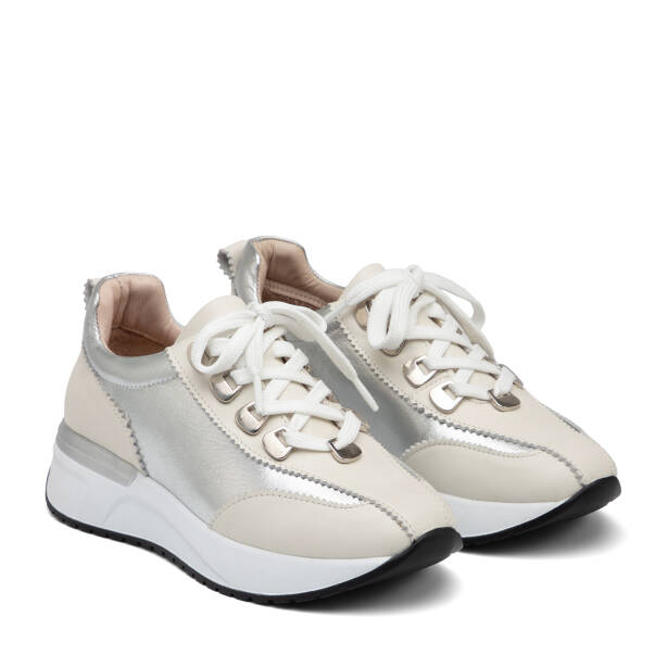 Krem Hakiki Deri Kadın Sneaker - K26I1AY68468-A68 - 2