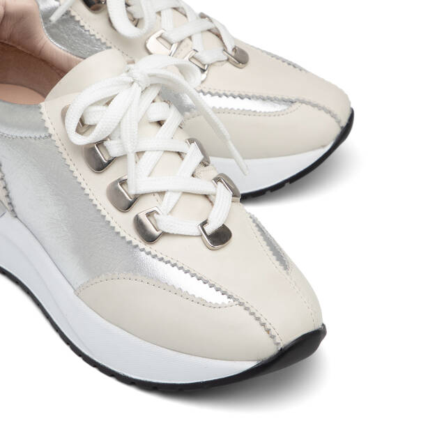 Krem Hakiki Deri Kadın Sneaker - K26I1AY68468-A68 - 3