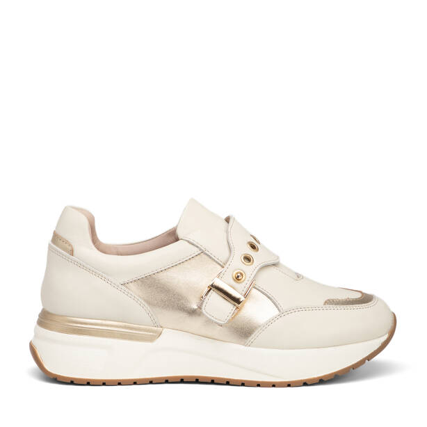 Krem Hakiki Deri Kadın Sneaker - K26I1AY68469-A68 