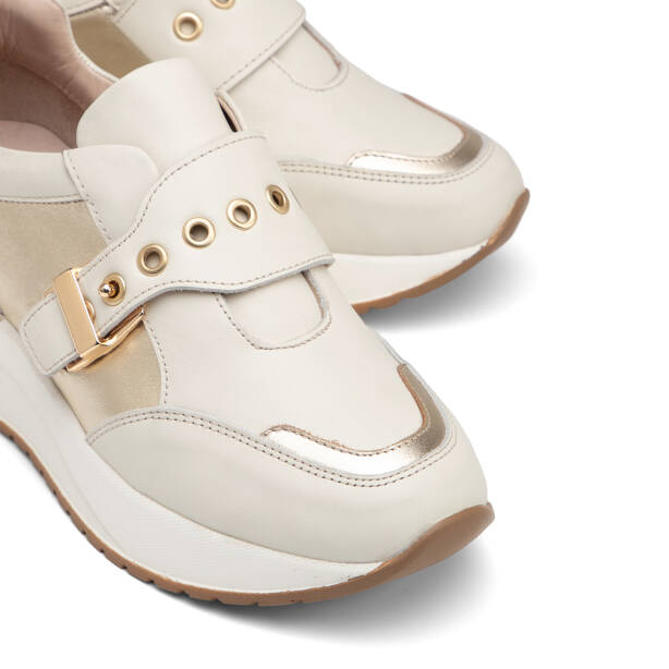 Krem Hakiki Deri Kadın Sneaker - K26I1AY68469-A68 - 3