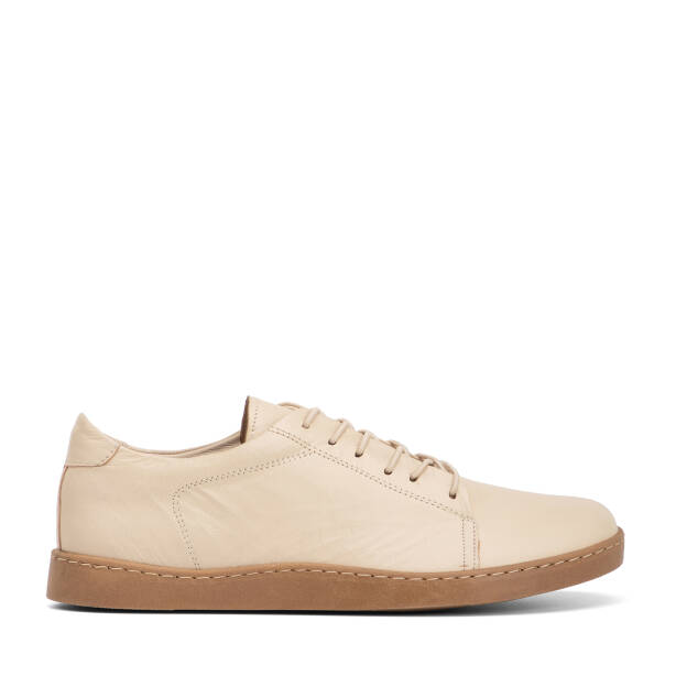 Krem Hakiki Deri Kadın Sneaker - K4MEAY068708-A68 - Tergan Four Season