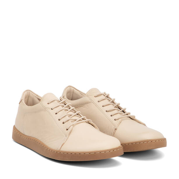Krem Hakiki Deri Kadın Sneaker - K4MEAY068708-A68 - Tergan Four Season