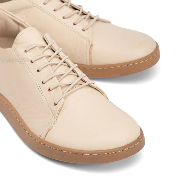Krem Hakiki Deri Kadın Sneaker - K4MEAY068708-A68 - Tergan Four Season