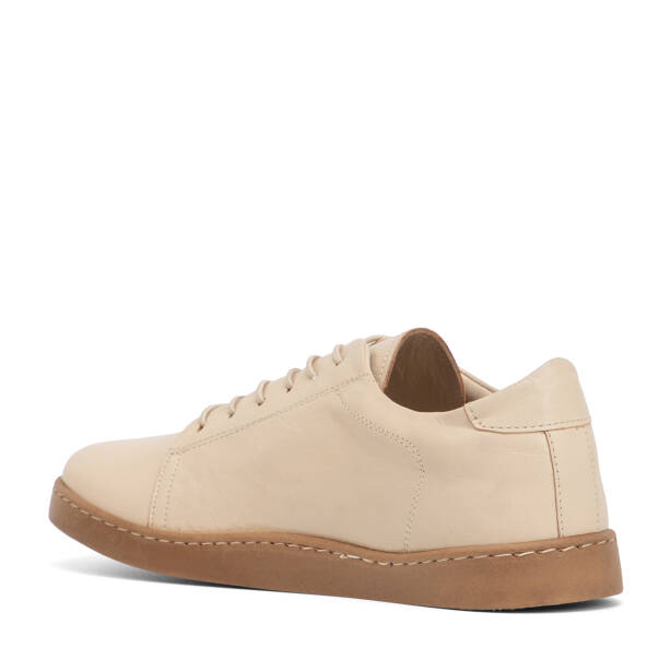 Krem Hakiki Deri Kadın Sneaker - K4MEAY068708-A68 - Tergan Four Season