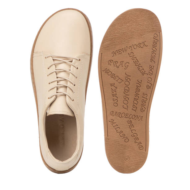 Krem Hakiki Deri Kadın Sneaker - K4MEAY068708-A68 - Tergan Four Season