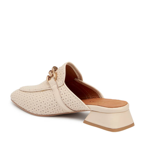 Krem Hakiki Deri Kadın Terlik - K25Y1TR67840-A68 - 2