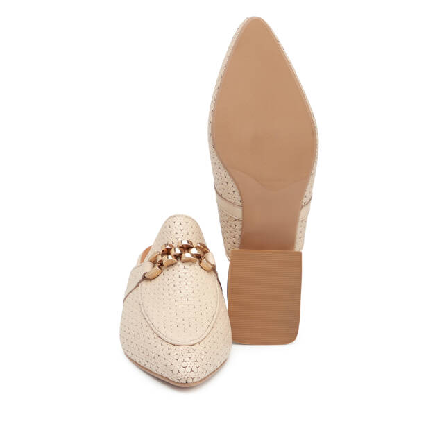 Krem Hakiki Deri Kadın Terlik - K25Y1TR67840-A68 - 4