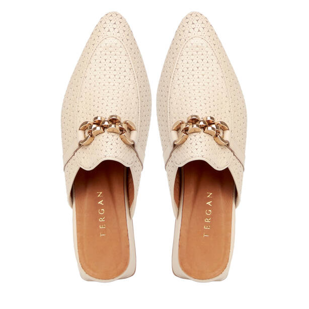 Krem Hakiki Deri Kadın Terlik - K25Y1TR67840-A68 - 5