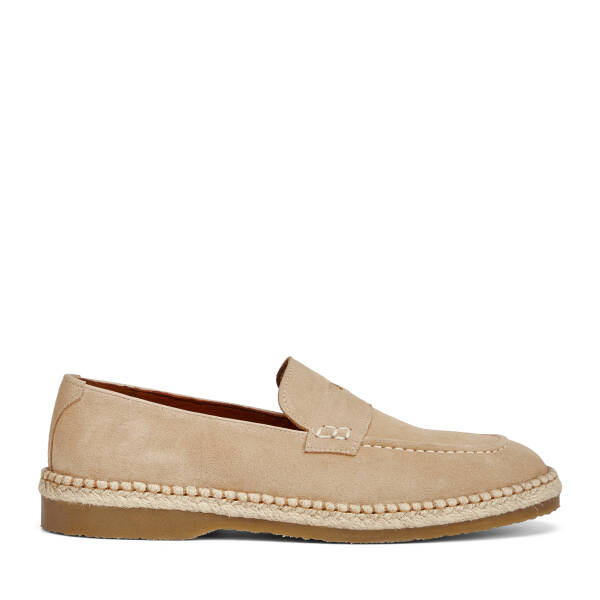 Krem Hakiki Süet Deri Erkek Loafer - E26I1AY57722-V1R - 1