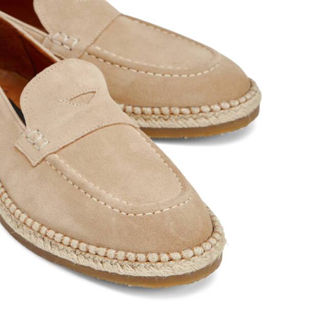 Krem Hakiki Süet Deri Erkek Loafer - E26I1AY57722-V1R - 3
