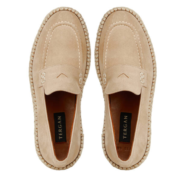 Krem Hakiki Süet Deri Erkek Loafer - E26I1AY57722-V1R - 5