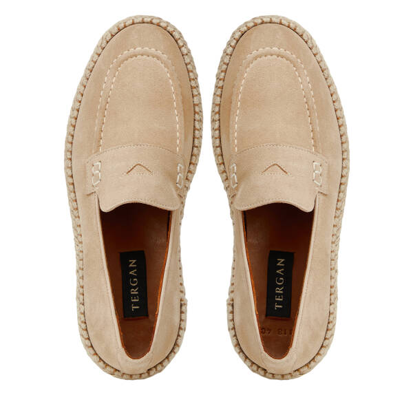 Krem Hakiki Süet Deri Erkek Loafer - E26I1AY57722-V1R - 5