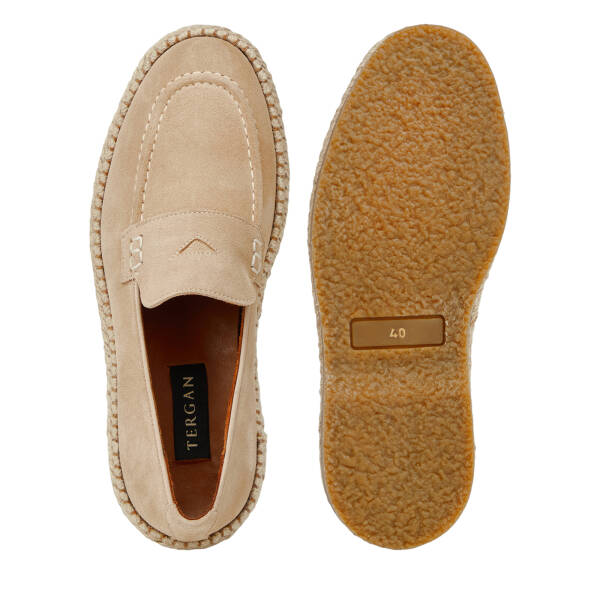 Krem Hakiki Süet Deri Erkek Loafer - E26I1AY57722-V1R - 6