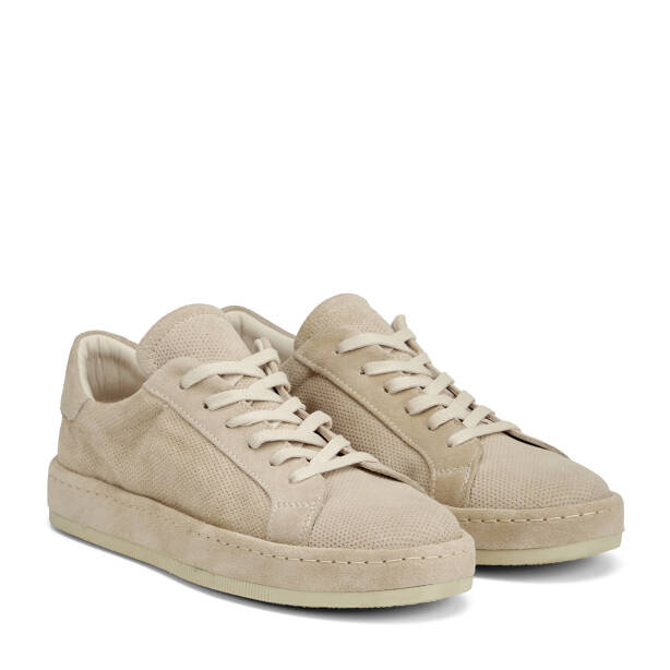 Krem Hakiki Süet Deri Erkek Sneaker - E26I1AY57709-V1Q - 2