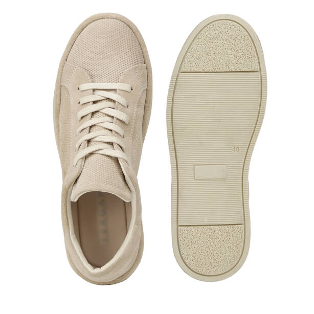 Krem Hakiki Süet Deri Erkek Sneaker - E26I1AY57709-V1Q - 6