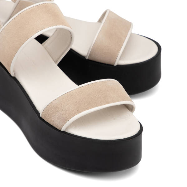 Krem Hakiki Süet Deri Kadın Sandalet - K26Y1SN68588-U6P - 3