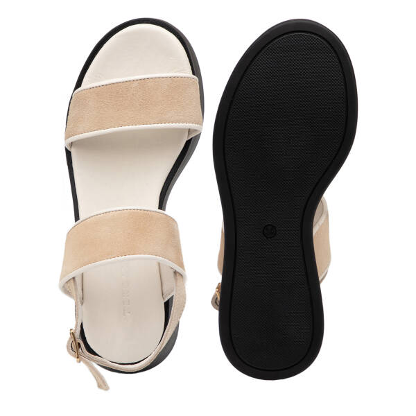 Krem Hakiki Süet Deri Kadın Sandalet - K26Y1SN68588-U6P - 6