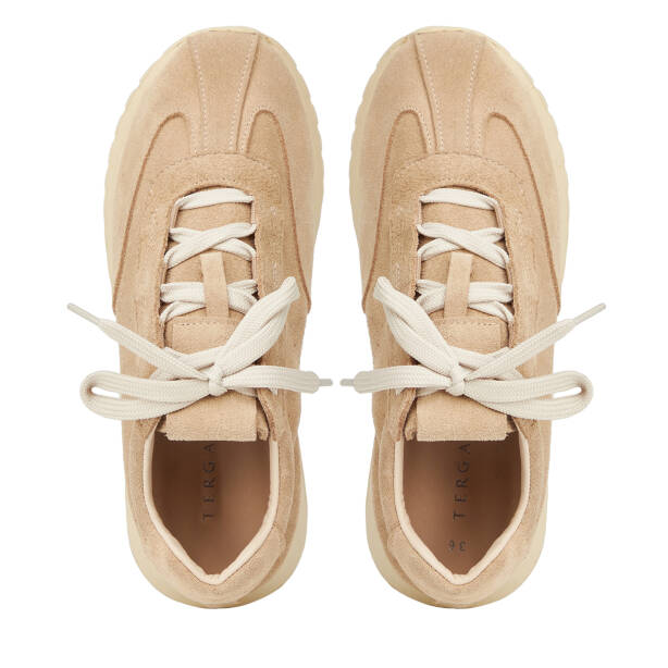 Krem Hakiki Süet Deri Kadın Sneaker - K26I1AY68651-U6P - 5