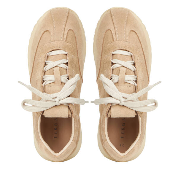Krem Hakiki Süet Deri Kadın Sneaker - K26I1AY68651-U6P - 5