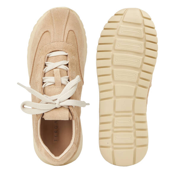 Krem Hakiki Süet Deri Kadın Sneaker - K26I1AY68651-U6P - 6