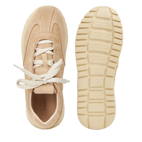 Krem Hakiki Süet Deri Kadın Sneaker - K26I1AY68651-U6P - 6
