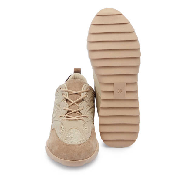 Krem Süet Deri Kadın Sneaker - K25I1AY67899-U6P - 4