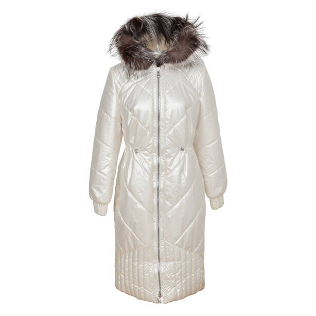 Krem Tekstil - Kürk Kadın Kürk Kaban - K23IKM320366-H2W - Tergan