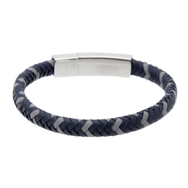 Lacivert Deri - Çelik Erkek Bileklik - E1BLK0410316-N5R - 1