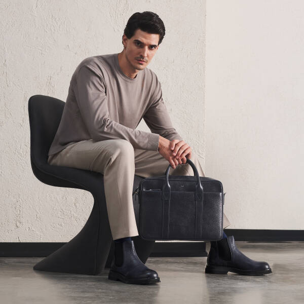 Lacivert Hakiki Deri Erkek Bot - E25K1BT57495-A31 - 1