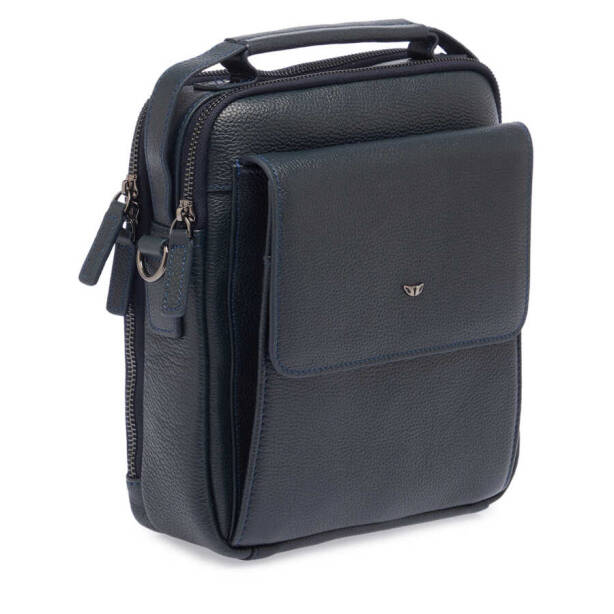 Lacivert Hakiki Deri Erkek Çapraz Askılı Çanta - S1AC00021399-X86 - 2