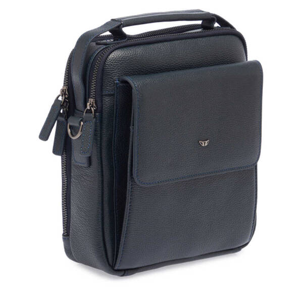 Lacivert Hakiki Deri Erkek Çapraz Askılı Çanta - S1AC00021399-X86 - 2