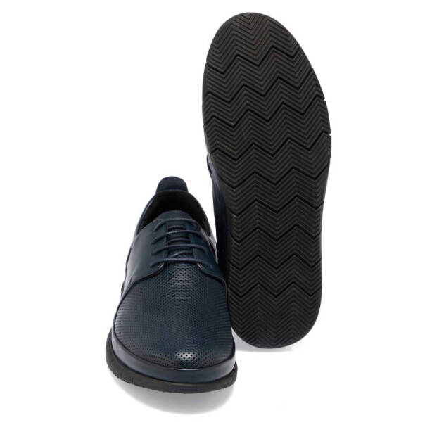 Lacivert Hakiki Deri Erkek Casual Ayakkabı - E24I1AY56770-A31 - 4
