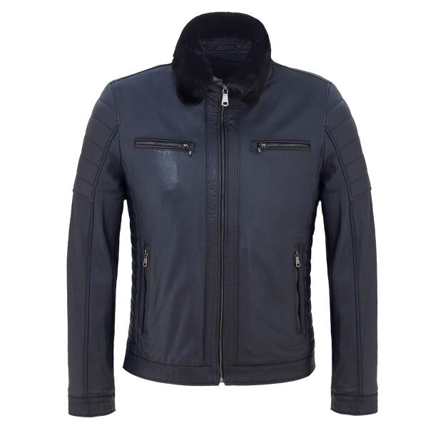 Lacivert Deri Erkek Deri Mont - E23BDM310472-Q4P 