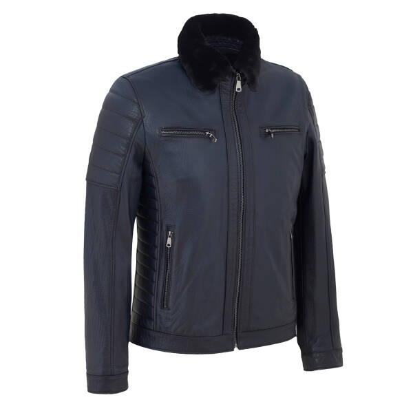 Lacivert Deri Erkek Deri Mont - E23BDM310472-Q4P - 2