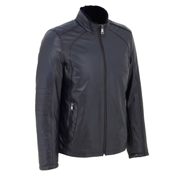 Lacivert Deri Erkek Deri Mont - E23BKM310468-Q3R - 2